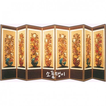 궁중목단도8폭병풍A